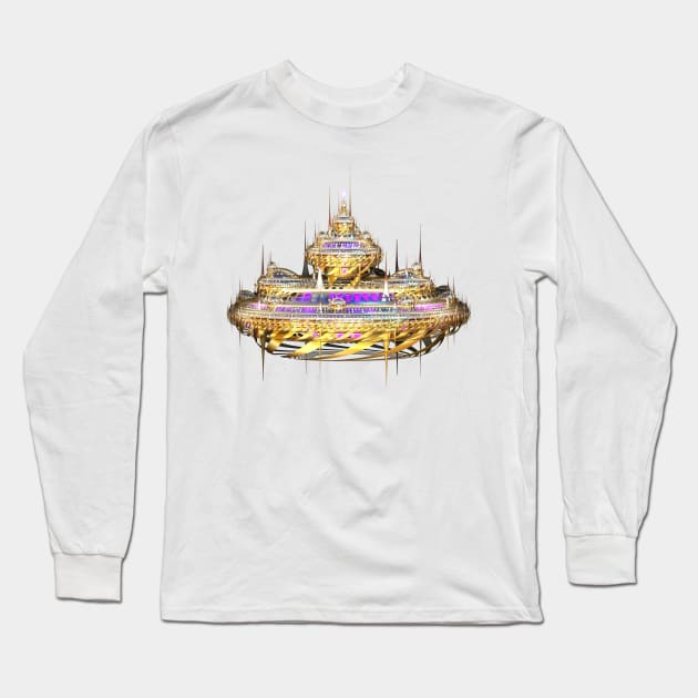 Fractal Floating Golden Palace Long Sleeve T-Shirt by sciencenotes